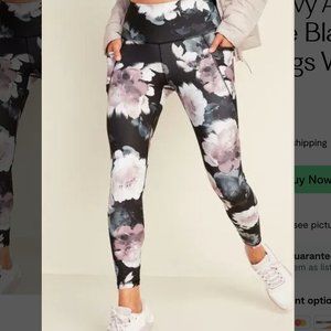 Black Floral High Waist 7/8 leggings (Old Navy Go Dry Super Soft)